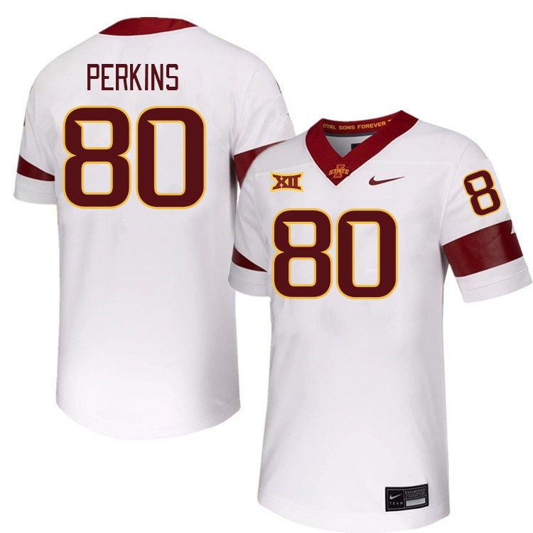 Men #80 Tyler Perkins Iowa State Cyclones College Football Jerseys Stitched-White